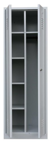 Preisvergleich Produktbild Wäscheschrank Kleiderschrank Stahl Lagerschrank Aktenschrank PutzSpind Werkzeugschrank 515710 Lichtgrau