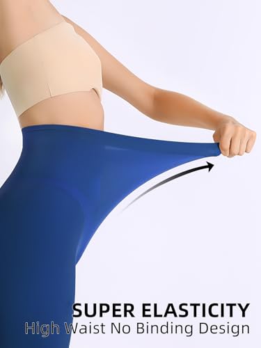 Image of Women's 80 Denier Semi Opaque Tights High Waist Soft Solid Color Footed Pantyhose