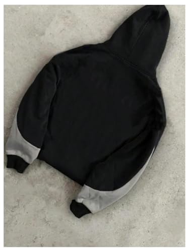 Men's Oversized Zip Up Hoodie Color Block Long Sleeve Hooded Sweatshirts Retro Jacket Streetwear2