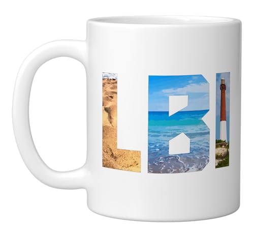 Vaso de cerámica blanco diseño Long Beach Island New Jersey miniatura 1