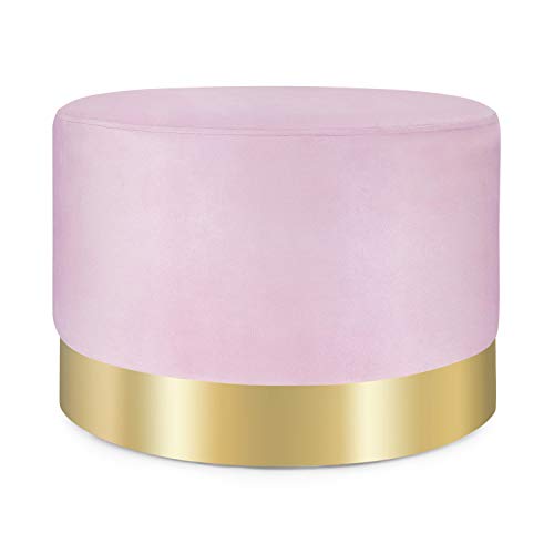 electronic star Besoa Bella - Pouf, Rotondo/Ottomano/poggiapiedi, Dimensioni: 35 x 50 cm (HxØ), Rivestimento: Velluto, Zoccolo: Fascia di Metallo, Rosa