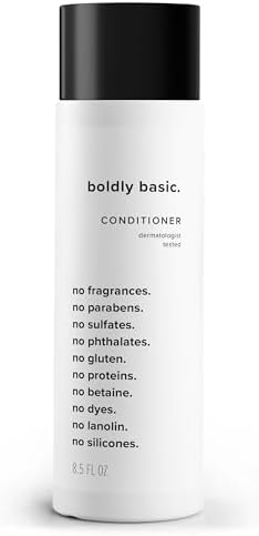 Boldly Basic Fragrance Free Conditioner - Gentle on Sensitive Skin and Hair - Unscented - Dermatologist Tested - No Sulfates, Parabens or Gluten - Non Comedogenic and Hypoallergenic