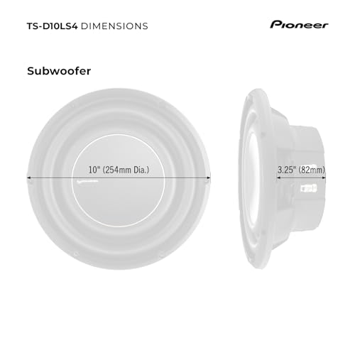 PIONEER D-Series TS-D10LS4 10&rdquo; High Performance Subwoofer &ndash; 1200W Max, Shallow-Mount Design, 4 Ohm Voice Coil, Deep Bass in Tight Spaces, Compact, Slim, Truck/Car Subwoofer