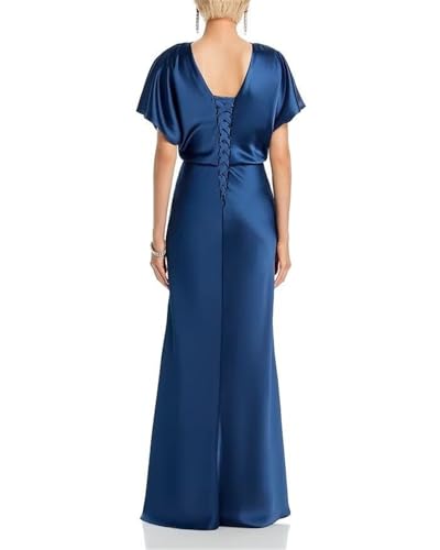 Crew Neck Mother of The Bride Dresses for Wedding Mermaid Cap Sleeve Satin Formal Evening Party Gowns3