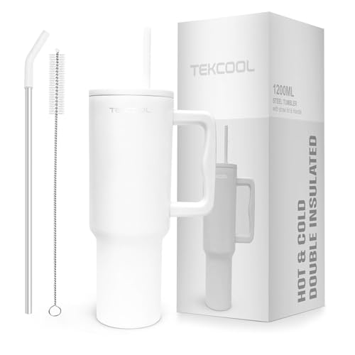 Image of Tumbler with lid and Straw 1200ML Cup Stainless Steel Hot and Cold with Handle and Lid 2 Straw Vacuum Insulated Tumbler for Water, Iced Tea or Coffee Office Gym Travelling