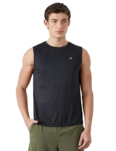 Image of Amazon Brand - Symbol Men's Polyester Color Block Active Regular Fit Sports | Round Neck | Sleeveless T-Shirt