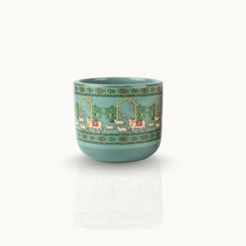 Image of Terracotta Planter - Premium Glass Coated Planters for Home Decor | Artistic Flower Pots for Garden & Indoor | Table Top Decor (Mint, M)
