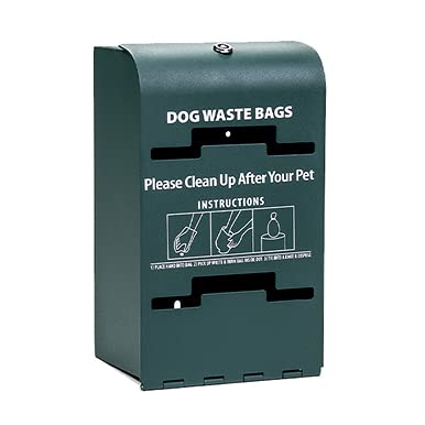 Standard Low Profile Dog Waste Station / Tie_Handle Roll_Square Can(Matte Green)