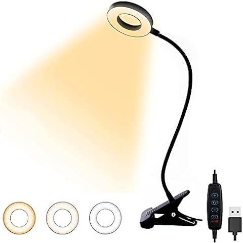 BORUIT 48 LED USB Desk Lamp with Clamp 3 Color 10 Dimming Level, Clip Light Eye Protection Reading Lights, USB Laptop Light for Zoom Meetings, Computer Webcam, Video Conference Cover