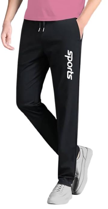 Image of EYSTONE Track Pants for Men || Activewear Pants || Men's Joggers Polyester with 2 Side Zipper Pockets Casual Trousers Stretchable (Sports | Gym | Yoga) (White Sports 1) (Pack of 1)