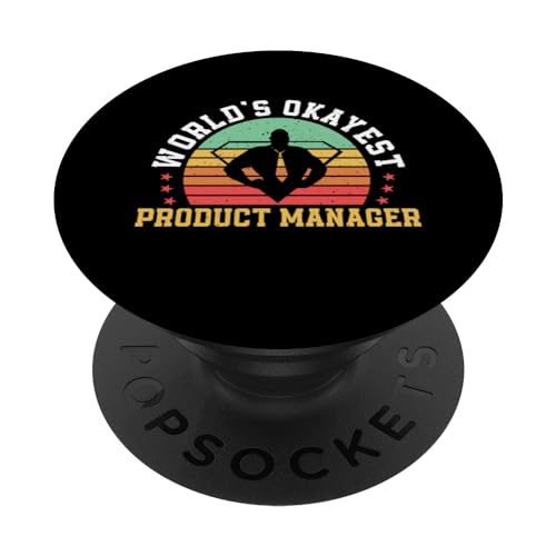 World's Okayest Product Manager Apparel Market Research PopSockets Swappable PopGrip, Black
