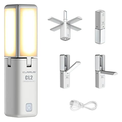 Klarus CL2 Camping Lantern,10400mAh Rechargable Desk&Hanging Lamp,750 LM Folding Camping Light with 7 Light Modes,IPX5 Waterproof Led Lantern for Outdoor Indoor Tents Hiking Emergency Power Cut Cover
