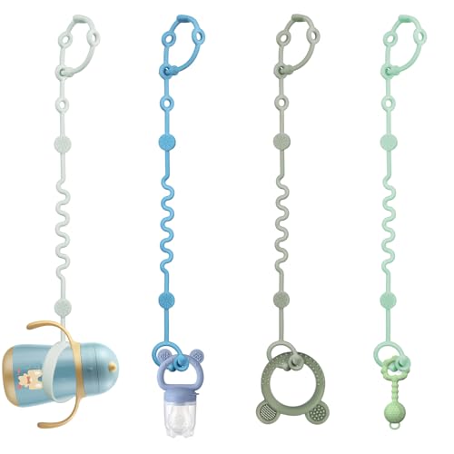 Image of LittleHugs Toy Straps for Baby, Adjustable Toy Holder for Stroller Accessories, Silicone Tether Pacifier Clip, No Throw Travel Essential Leash for High Chair, Car Seat (boy-4 Pack)