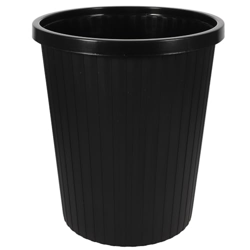 DEARMAMY Cubo de Basura de Plástico Pequeño Negro con Diseño Antideslizante Patrón Imitación Madera sin Tapa Multifuncional para Oficina y Hogar Práctico y Decorativo