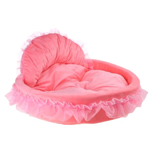 Kalttoy Princess Haustierbett mit abnehmbarem Kissen, rosa Schleifen, elegantes Bett für Haustiere