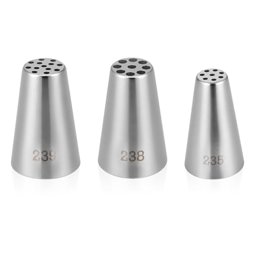 3 Pcs Grass Piping Tips Stainless Steel DIY Piping Icing Nozzle Tool for Cake Decorating Frosting Grass Hair Fur on Cupcakes Cookies Desserts
