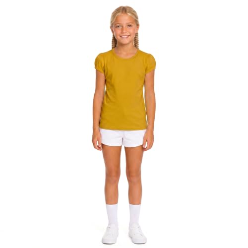 Image of Lilax Girls Short Puff Sleeve Cotton T-Shirt, Toddler & Little Girls Top | 95% Cotton Puff Sleeve Tee; Crewneck, Short Sleeve; Toddler & Girls Sizes 2T-12; for School, Play & Everyday; Machine Wash