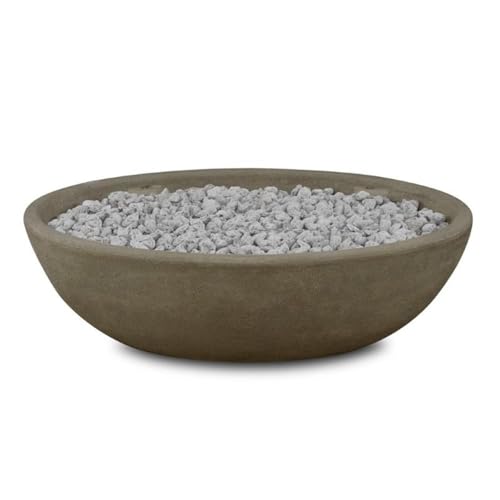Image of Real Flame Riverside 48 inch Oval Propane Fire Pit Bowl, Push-Button Ignition, Includes 28 inch Stainless Steel Burner, Lightweight, 50,000 BTUs, Adjustable Flame Height - Glacier Grey