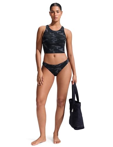 Image of CRZ YOGA Racerback Crop Bikini Tops | Built-in Pads, A-D Cup, High Neck, Swim, Bathing Suit Tank for Women