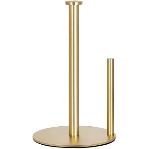 OBODING Gold Countertop Paper Towel Holder, Stainless Steel, Modern Kitchen and Bathroom Organization Cover