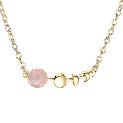 sedmart Moon Phase Turquoise Jewelry Necklace for Women Girls,Natural Stone Opal Silver Necklace Valentine's Day Jewelry Gifts for Women,Mothers Day Birthday Gifts