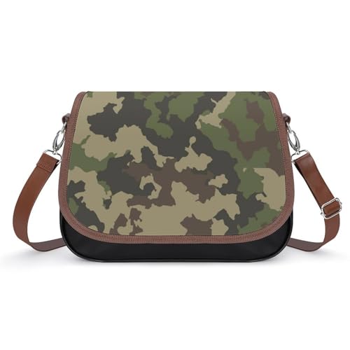 Sac à main pour femmes camouflage vert en cuir imperméable bandoulière chic