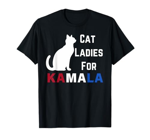 Cat-Ladies for Kamala Funny Cat 2024 President Kamala-Harris T-Shirt