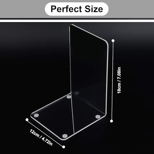 MerryNine Plastic Acrylic Bookends Pair Organizer Bookshelf Decor Decorative Bedroom Library Office School Supplies Stationery Gift (Plastic Acrylic_1 Pairs)