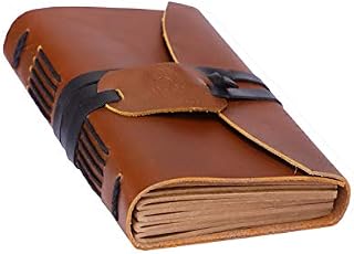 Genuine Handmade Soft Leather Bound Journal for Writing - Compact Diary with Date  Amazing Notepad Gift for Men and Women - 5x7 Inch Antique Cotton Lined Paper 200 Pages - Pocket Travel Notebook