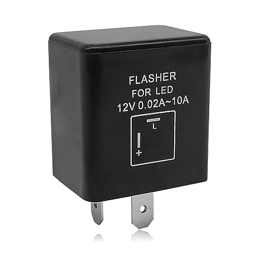 12V 0.02A-10A 2-Pin LED Electronic Flasher Relay for Motorcycle and Cars Turn Signal Light Fast Hyper Flash Direct Replacement- Hyper Flash Fix (1-Pack)