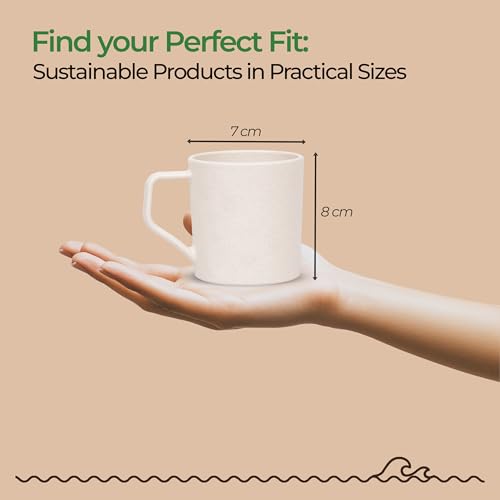Image of Coffee Mug Set of 6 Made with Rice Husk & Bio Composite Material | TurtleBrew Travel Mug | Microwave & Dishwasher Safe | 200ml | Off-White