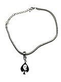 Alternative Intentions Q Spade (Queen of Spades) Charm Anklets in Black Silver and Gold - Hotwife - Cuckoldress (Silver)