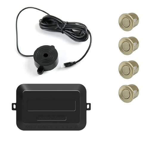 Hippcron 22mm Car Parking Sensor Kit Buzzer 4 Sensors Reverse Backup Radar Sound Alert Indicator Probe System 12V 8 Colors(Champagne Gold)