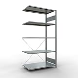 SCHULTE Lagertechnik Anbauregal, Fachbodenregal Stecksystem MULTIplus150, 2000 x 1000 x 600 mm (HxBxT), 5 Fachböden, Kreuzstrebe, verzinkt - Expressline