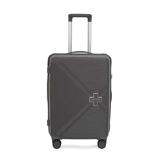 Image of SWISS MILITARY Maze 65CM Medium Hard Trolley Bag, Polypropylene Suitcase, TSA Lock 360 Wheels, Anti-Theft Zipper, Premium Lining Strong Handle, Travel Luggage - 67L Capacity