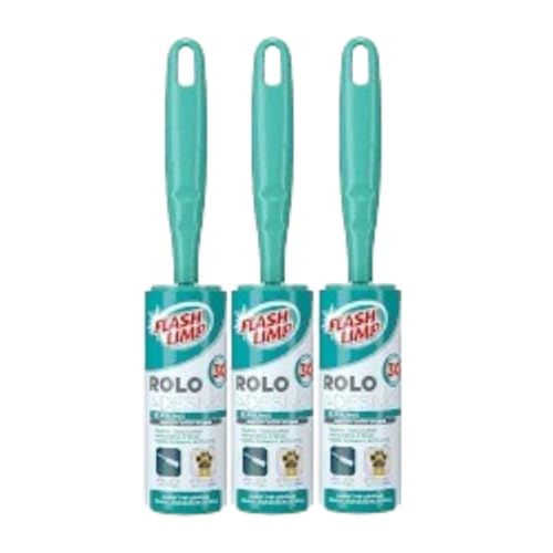 Kit 3 Mini Rolo Adesivo Flash Limp Tira Pelos Fiapos Poeira Bolinhas Roupas Sofá Estofado Lençol Tapete Carro Blusa 30 Folhas