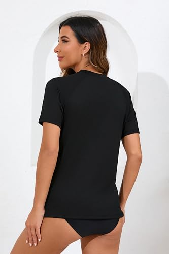Halcurt Women's Short Sleeve Rash Guard with Built in Bra Swim Shirt UPF50+ Quick Dry Lightweight Swimsuit Top4