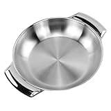 TOYANDONA Edelstahl Wok mit Zwei Griffen Ramen Topf Hitzebeständiger Metall Wok für Meeresfrüchte und Hot Pot Langlebiger Leicht zu Reinigender Kochtopf für Gruppenessen