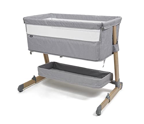 BABYLO Cozi Sleeper² Bedside co Sleeper Crib in Grey and Wood Look