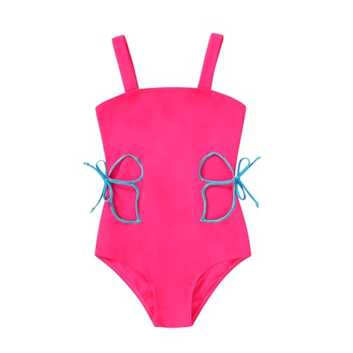 Image of Girls Swimsuit One Piece Bathing Suit Adjustable Straps Solid Color Cut Out Butterfly Girls' Swimwear for 7-14Y