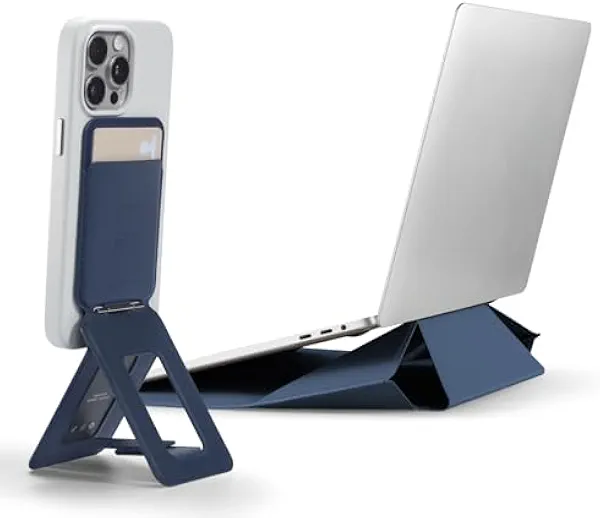 MOFT Laptop Sleeve Bag for 13"-14" Deep Blue & Phone Tripod Stand, MagSafe Wallet Tripod Stand, NFC-Supported Phone Wallet Navy Blue