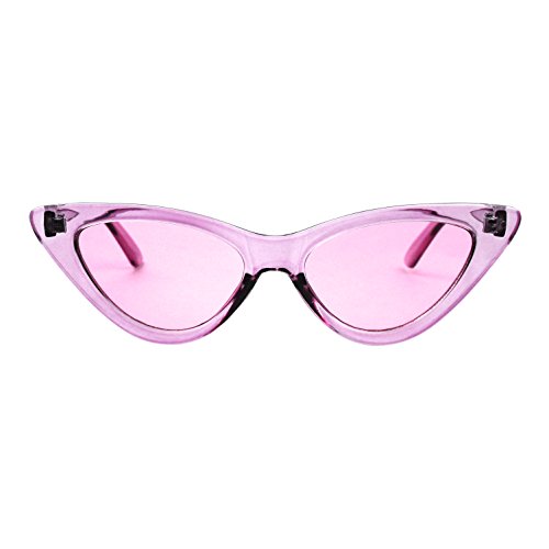 ShadyVEU Slim Small Exaggerated Cat Eye Sunglasses Clear Translucent Candy Color Tinted Lens Shades3