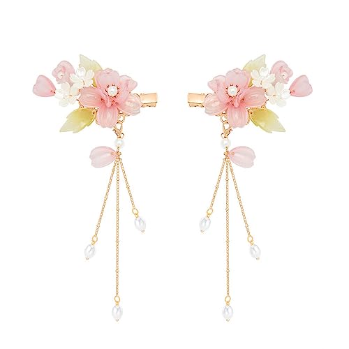 2 piezas pinzas para cabello flores rosas retro