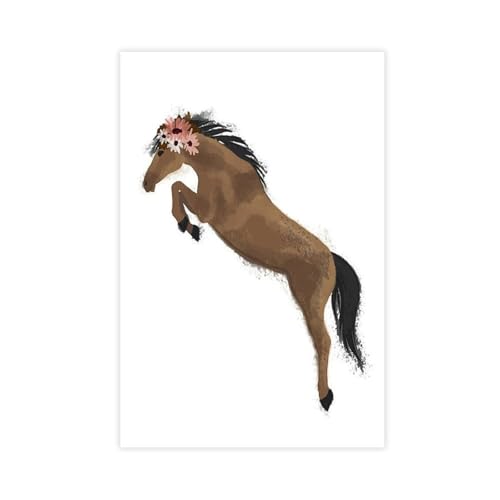 Poster cheval sautant sur toile pour chambre d'enfant 50x75 cm