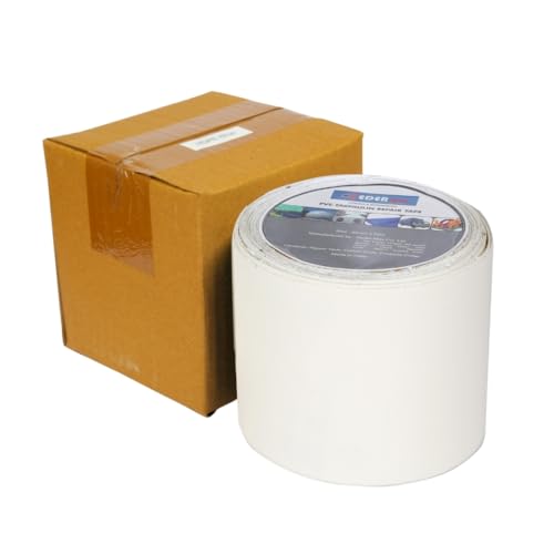 Image of PVC Tarpaulin Repair Tape for Quick Fixes | Self-adhesive and Waterproof | Best for Tarpaulin Repair, Pond lining, Fish tank, and Truck cover (9.5cm x 5m, length, White)