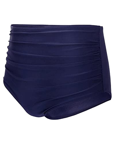 Image of Tempt Me Women High Waisted Bikini Bottom Retro Ruched Swim Bottom Shirred Tankinis Brief