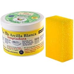 Fregadero Piedra Blanco Bio Arcilla Blanca Limpiadora (600 GR), Piedra Blanca Limpieza, Arcilla Blanca Limpieza, Limpiador Hogar Multisuperficies, Esponja de REGALO (incluida dentro del tarro)