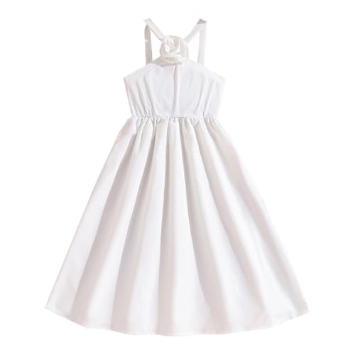 Vestido de princesa con tirantes blancos para niñas, vestido largo de graduación, vestido de fiesta, baile, vestido de verano, vestido de dama de honor, vestido de verano, cintura alta, gran vuelo