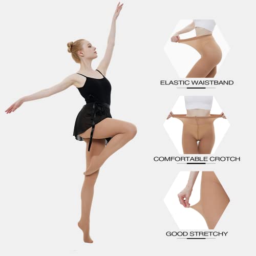 Image of MANZI Dance Tights for Women Solid Color Ballet Tights Comfortable Convertible Opaque Tights Pack of 3