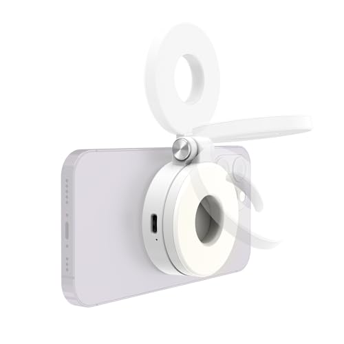 KraftGeek Magnetic Selfie Light for iPhone Magsafe, Portable Phone Ring Light for Video Recording, Rechargeable Lightweight Travel LED Cell Phone Light, White